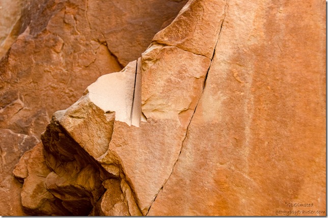Sawed out rock in canyon hiked Kanab Utah