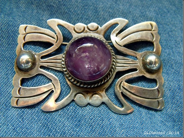 Mexico sterling broche with amethyst cab thrift store Prescott Arizona