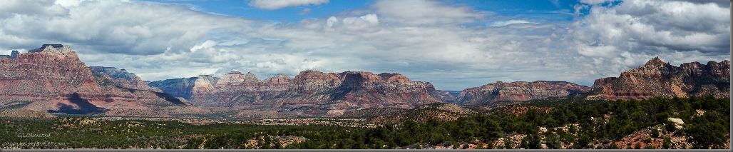 Looking at Zion National Park, Parunuweap Canyon, Canaan Mountains & Eagle Crags from Smithsonian Butte Byway Utah