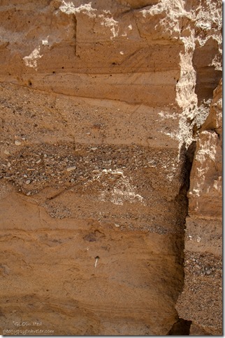Deposit layers in wash in side canyon White House Road Grand Staircase-Escalante National Monument Utah