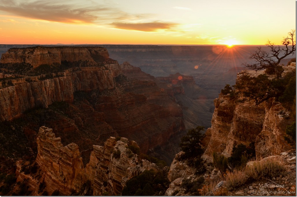 Woton's Throne & sunset from Cape Royal North Rim Grand Canyon National Park Arizona