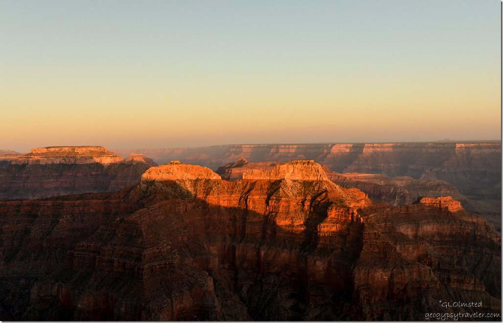 Last light view SE from Pt Sublime North Rim Grand Canyon National Park Arizona