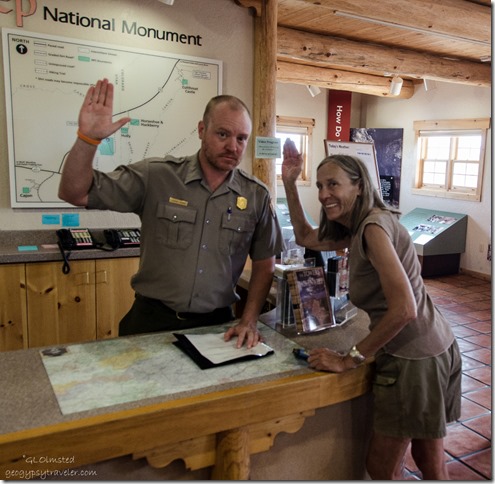 Gaelyn getting JR badge Hovenweep National Monument Utah