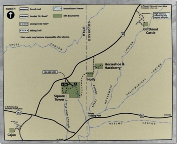 Map of Hovenweep National Monument Utah