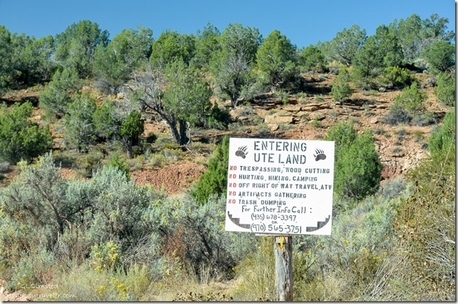 Ute land sign Cottonwood Canyon Utah