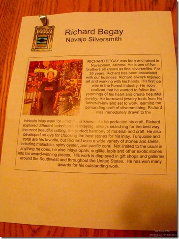 Richard Begay pendant bought at Jacob Lake Inn Arizona