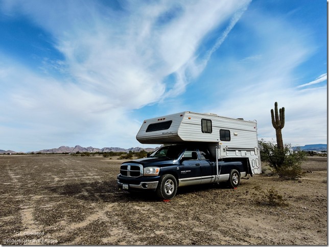 Truck camper Plomosa Road BLM Arizona