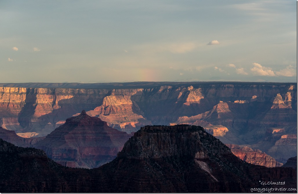 Last light & rainbow on South Rim from Lodge North Rim Grand Canyon National Park Arizona
