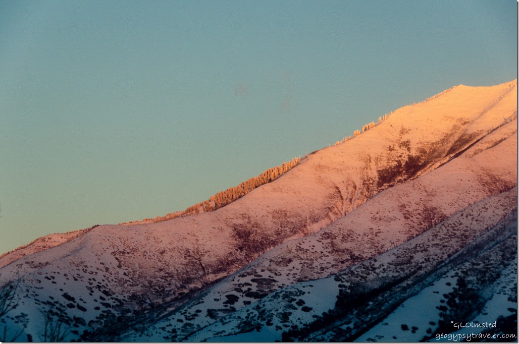 Last light on snowy mts Spanish Fork Utah