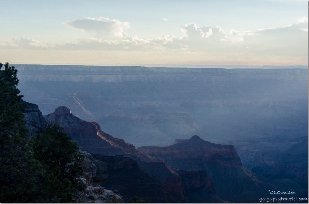 Last light on Angels Gate from Cape Royal North Rim Grand Canyon National Park Arizona