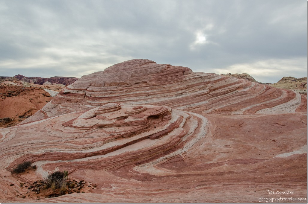 Swirled sandstone above the Fire Wave Valley of Fire State Park Nevada