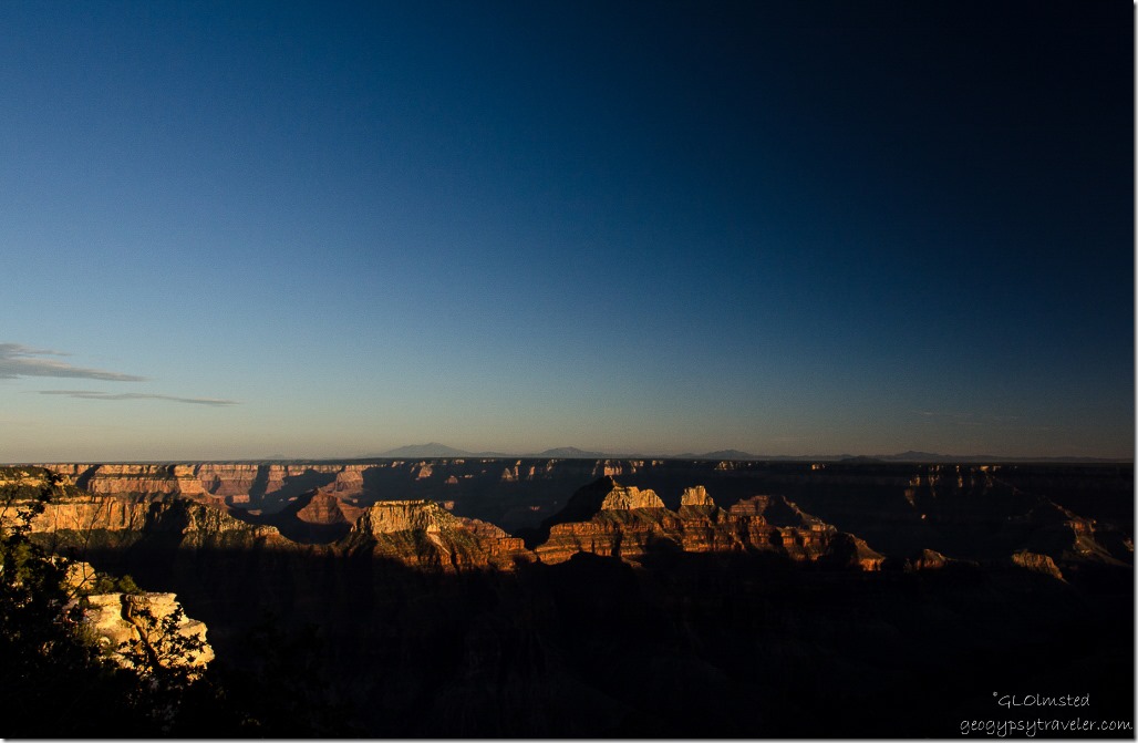 Sunset over canyon from Grand Lodge North Rim Grand Canyon National Park Arizona