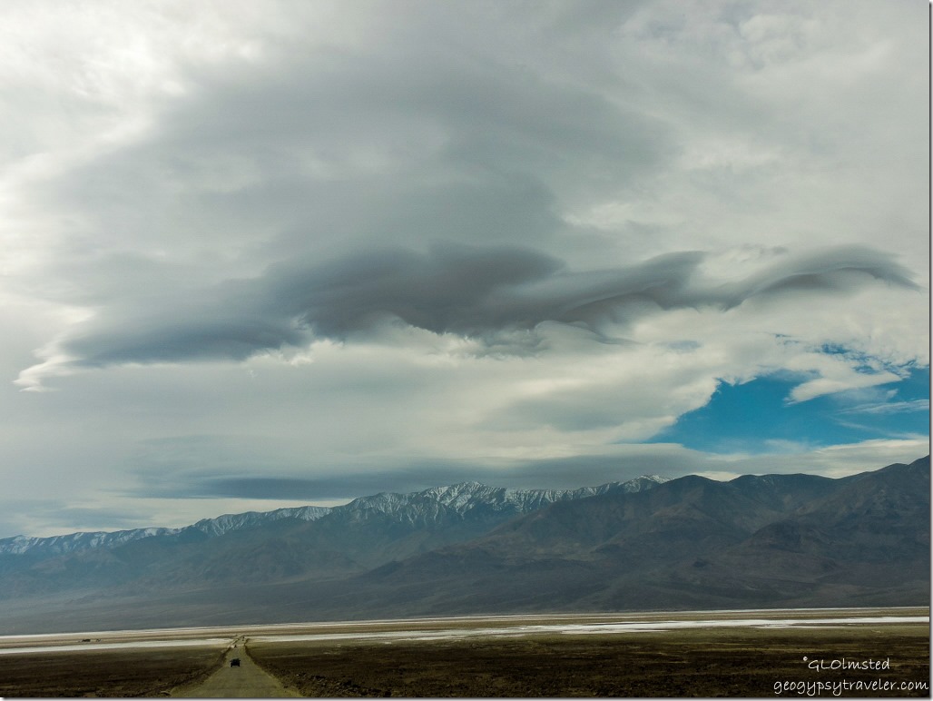 Storm clouds over Panamint Range at Devils Golf Course Death Valley National Park California