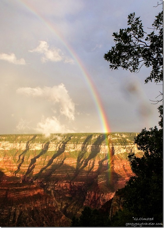 Rainbow over Roaring Springs canyon North Rim Grand Canyon National Park Arizona
