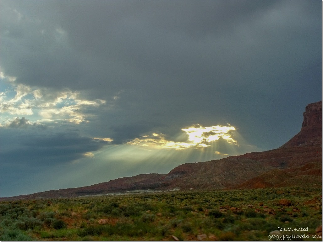 Stormy sky & sunrays over Vermilion Cliffs SR89A Arizona