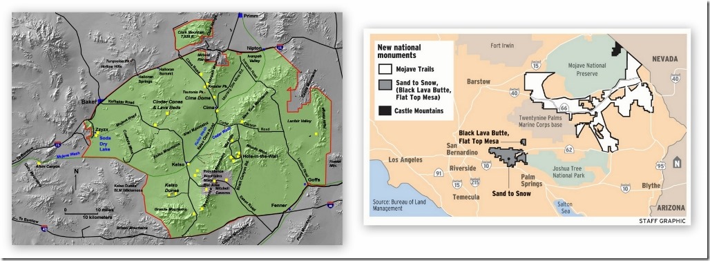Maps Mojave National Preserve & new National Monuments California