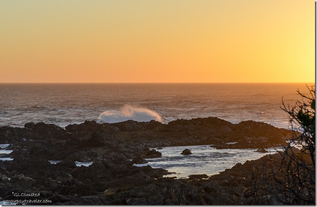 Sunset crashing waves on rocky coast Indian Ocean Tsitsikamma National Park South Africa