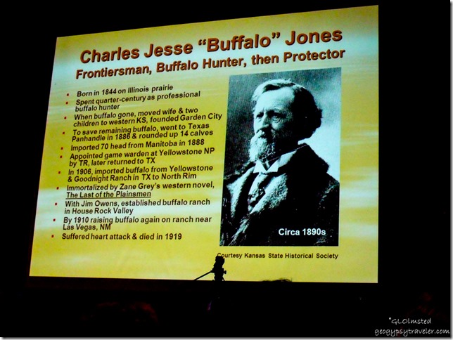Buffalo Jones slide presented by Dick Brown at History Symposium South Rim Grand Canyon National Park Arizona