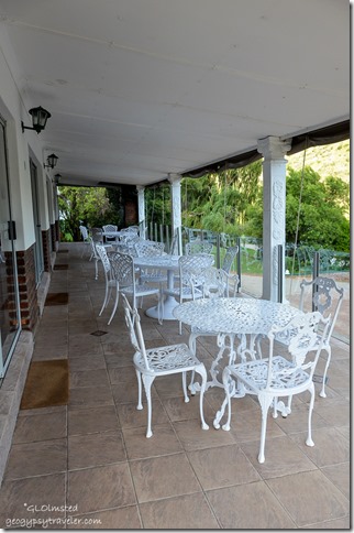 Porch dining at Old Mill Lodge Oudtshoorn South Africa