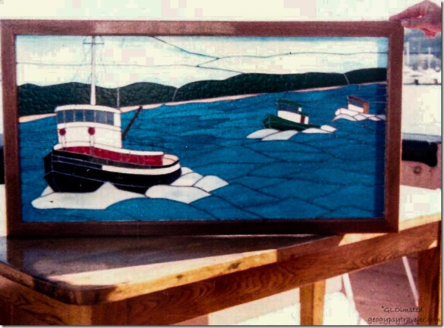 Stained glass Tugboat race Gift Seattle Washington