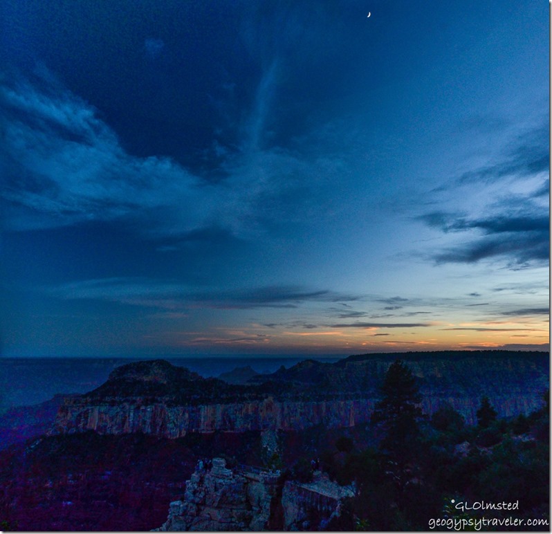 Sunset with moon North Rim Grand Canyon National Park Arizona