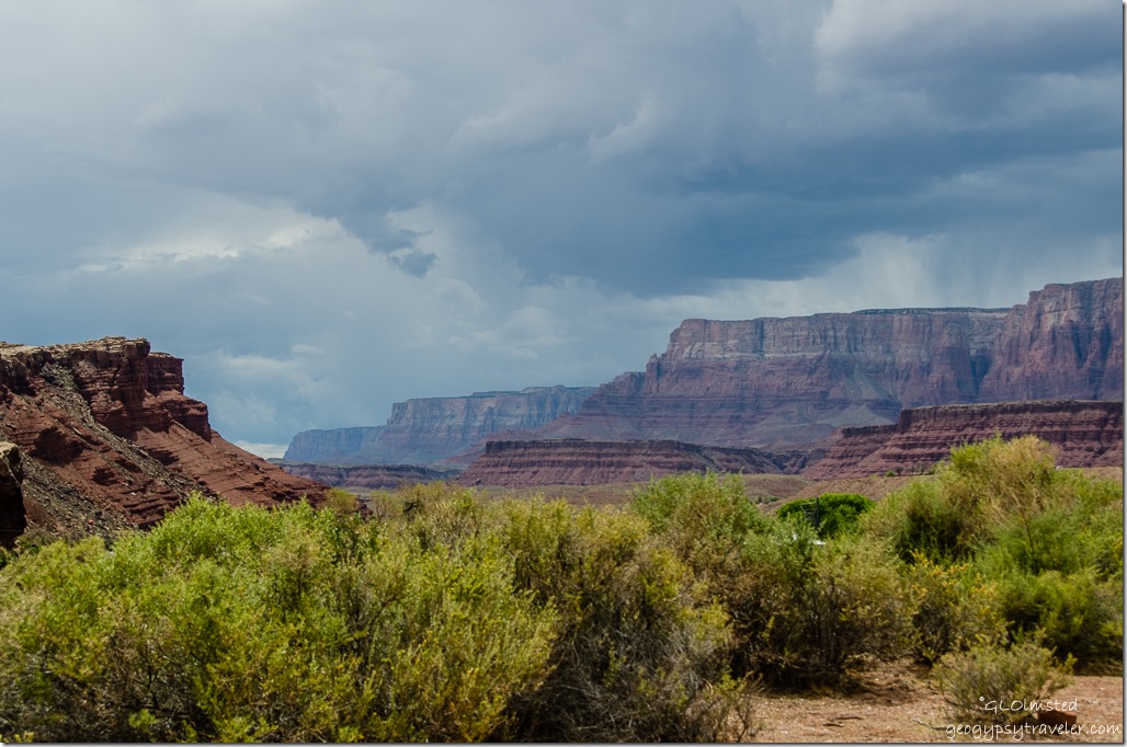 Stormy skies over Paria Plateau from Lees Ferry Glen Canyon National Recreation Area Arizona