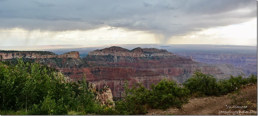Stormy view east Saddle Mountain from Point Imperial North Rim Grand Canyon National Park Arizona