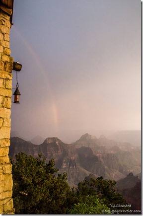 Rainbow over canyon Lodge North Rim Grand Canyon National Park Arizona