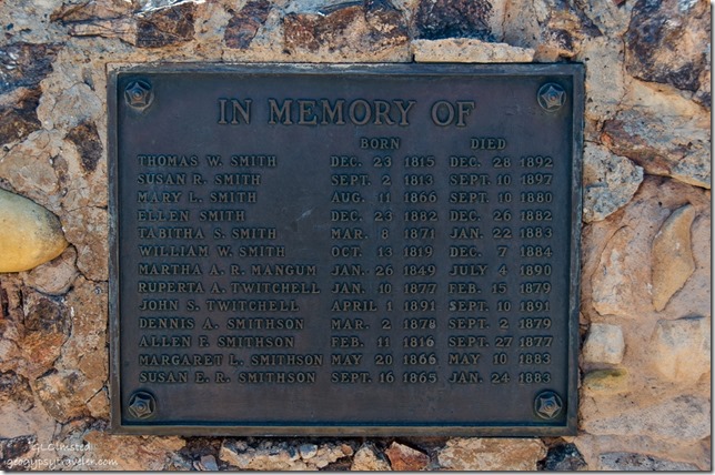 Memorial plaque Paria Cemetery Paria River Road Grand Staircase-Escalante National Monument Utah