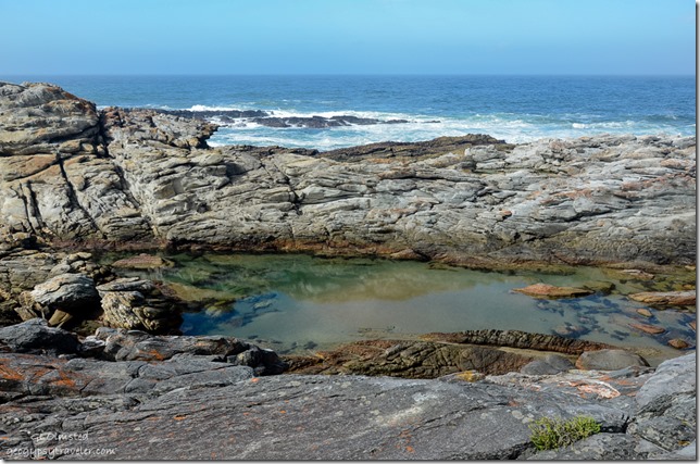 Tide pool in rocks & Indian Ocean Waterfall trail Tsitsikamma National Park South Africa