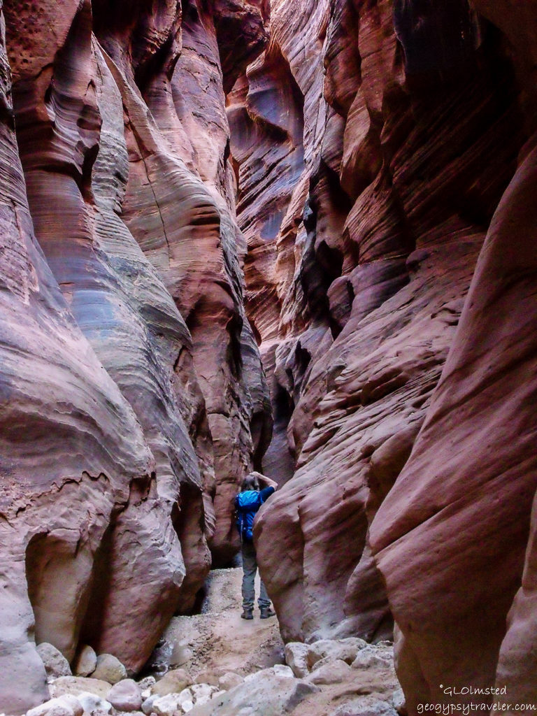 Mike in Buckskin Gulch slot canyon N Paria Canyon-Vermilion Cliffs Wilderness Utah
