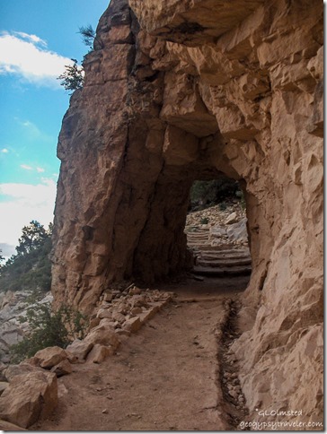 Tunnel along Bright Angel trail Grand Canyon National Park Arizona