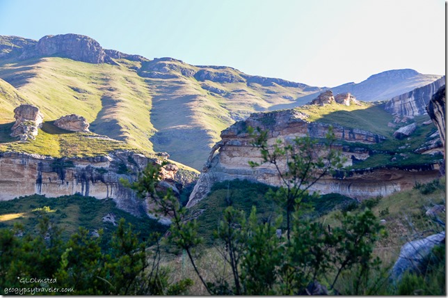View with arch from Echo Ravine trail Golden Gate Highlands National Park South Africa