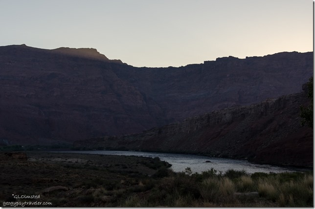 First light Paria Plateau over Colorado River from Lee's Ferry campground Glen Canyon National Recreation Area Arizona