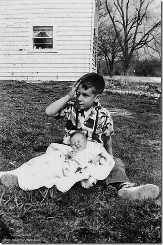 Gaelyn 3 wks old & brother April 1954 Spring Rd Hinsdale Illinois