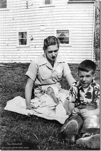June Gaelyn 3 wks old & Hal April 1954 Spring Rd Hinsdale Illinois