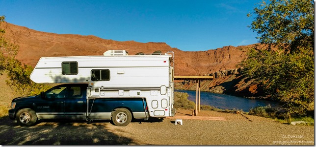 Truckcamper & Colorado River Lee's Ferry campground Glen Canyon National Recreation Area Arizona