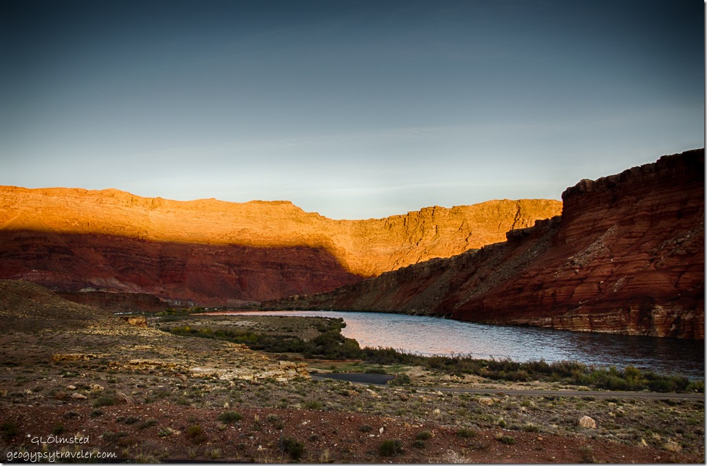 Last light Colorado River from Lee's Ferry campground Glen Canyon National Recreation Area Arizona