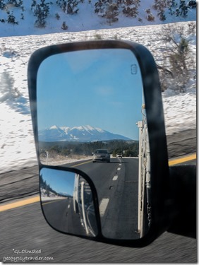 Side mirror Humphreys Peak I40 West Arizona