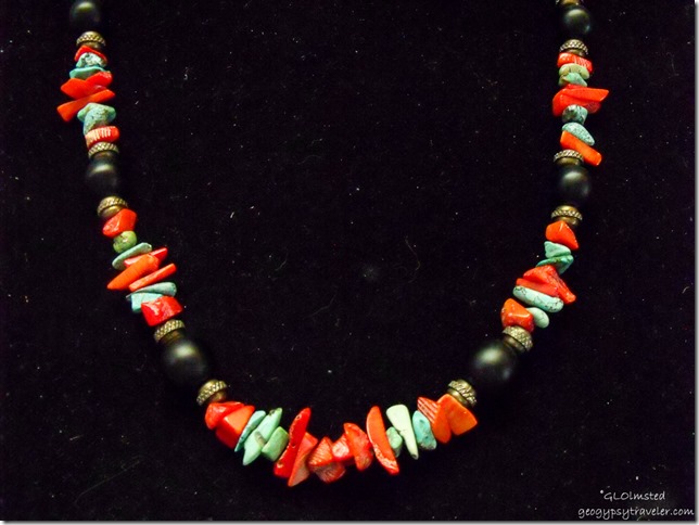 24in necklace coral, turquoise, Japanese glass
