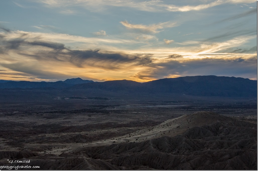 Sunset over San Ysidro Mts from Fonts Pt Anza-Borrego Desert State Park California