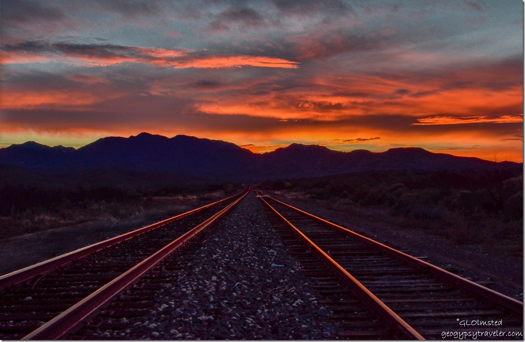 Sunset railroad tracks Kirkland Arizona