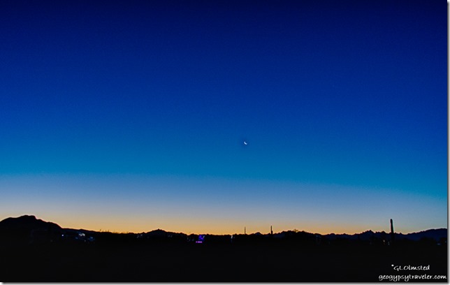 Sunrise crescent moon La Paz Valley Road Quartzsite Arizona
