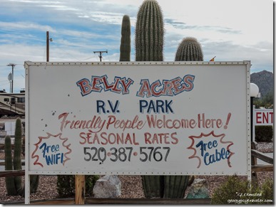 Sign Belly Acres RV Park Ajo Arizona