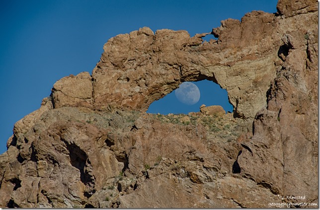Waxing moon in Arch Canyon Ajo Mountain Drive Organ Pipe Cactus National Monument Arizona