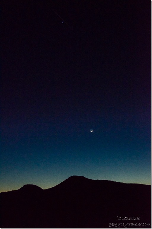 Venus & crescent moon Chocolate Mountains Kofa National Wildlife Refuge Arizona