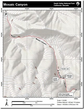map Mosaic Canyon trail Death Valley National Park California