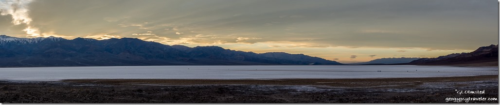 Sunset snowy Panamint Range Badwater Basin Death Valley National Park California