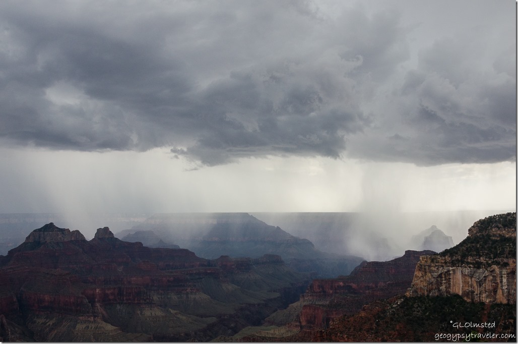Storm crossing canyon North Rim Grand Canyon National Park Arizona