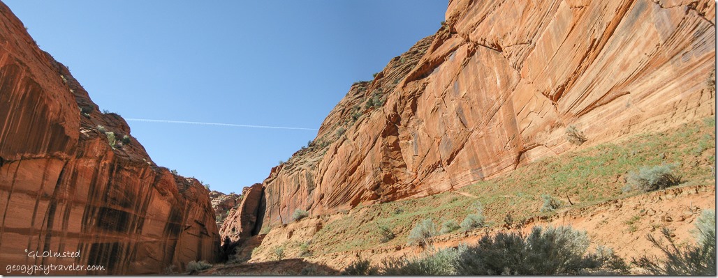 Mineral streaks on Navajo sandstone at junction with Buckskin Gulch trail Utah